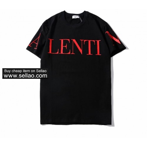 Hot sale high street Luxury brand Valentino Letter prints men Cotton tees Women tops Tshirt