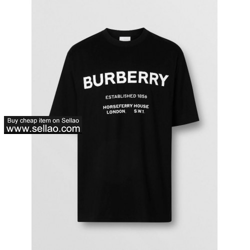 Luxury brand high street Burberry Letter prints men Cotton tees Women tops Tshirt