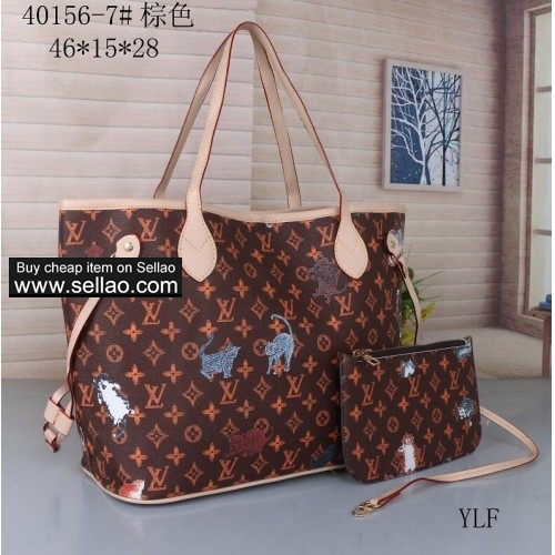 Brand Louis Vuitton fashion luxury designer women leather handbags Shopping bag Two-piece Suite