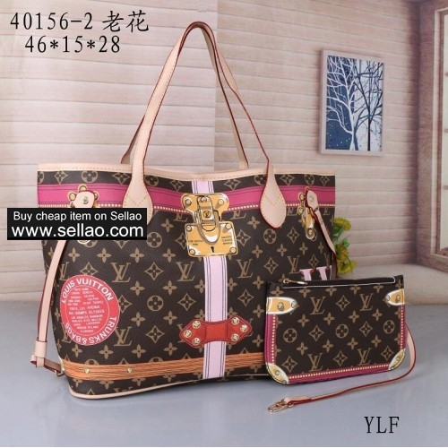 Brand Louis Vuitton fashion luxury designer women leather handbags Shopping bag Two-piece Suite