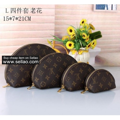 LV Women's Cosmetic Bags Fashion Famous Brands For Handbags Classical 4 Sets Casual Wallets Purses