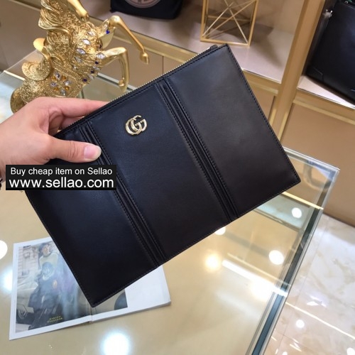 Size: 29*19cm black leather GUCCI men's new handbag Clutch wallet bag