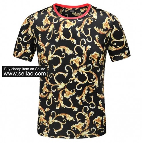 19SS New brand Versace summer fashion Printing flower Men Casual O-neck t-shirt high quality t shirt