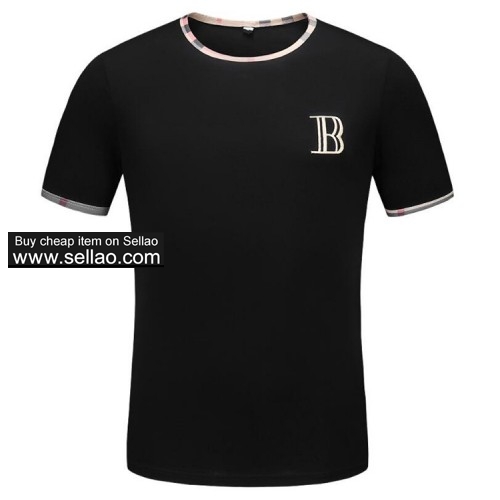 New brand Burberry summer fashion Printing flower Men Casual O-neck t-shirt high quality t shirt