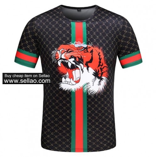 New brand summer fashion Printed tiger head Men Casual O-neck t-shirt high quality t shirt