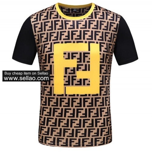 New brand FENDI summer fashion Printed FF Men Casual O-neck t-shirt high quality t shirt