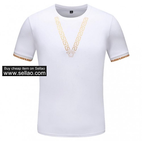 Designer brand Versace Summer Mens Streewear High Quality Short Sleeves Cotton Printing t-shirt