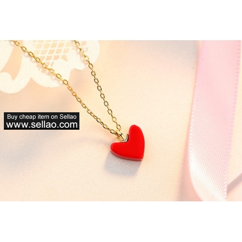 Red Heart Love Pendant Necklace Stering Silver Pendant Necklaces For Women Girls jewelry gifts