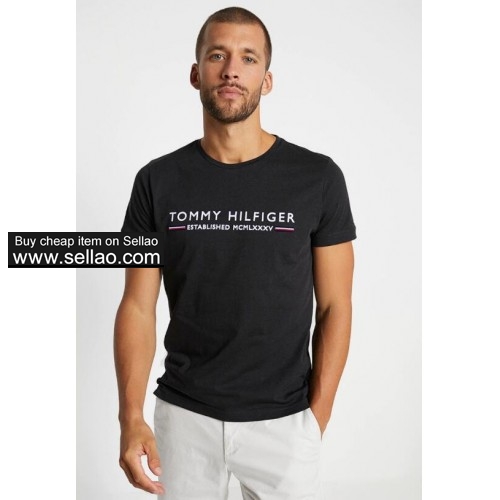 Mens Designer brand TOMMY Summer Tops Casual T Shirts for Men Women Short Sleeve Shirt
