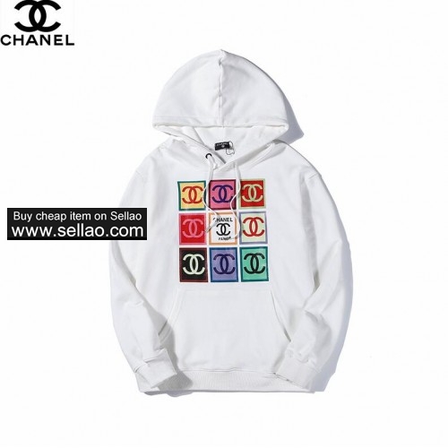 Mens Brand CHANEL Designer Box Logo Embroidered Hoodies Hip Hop Sweatshirt Casual  Pullover