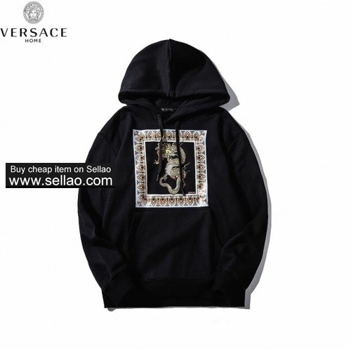 Brand Versace Designer men women Box Logo Hoodies Hip Hop Sweatshirt Casual  Pullover