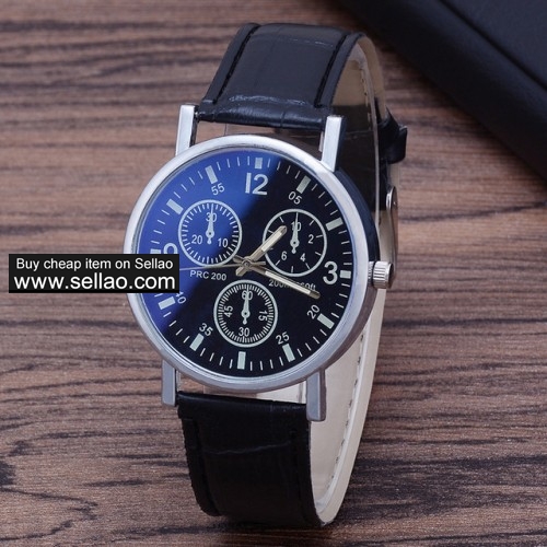 Fashion Quartz Man PU Leather Watch Blu-ray Glass Watch Male Clock Hot Wristwatches