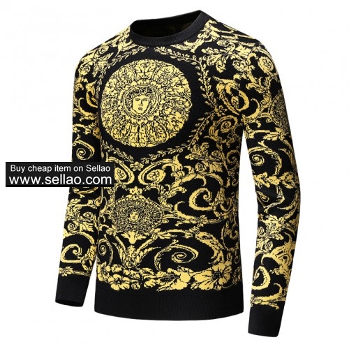 Brand Versace head sweaters Pullover Embroidered sweater Knitwear Long Sleeve Mens Clothing
