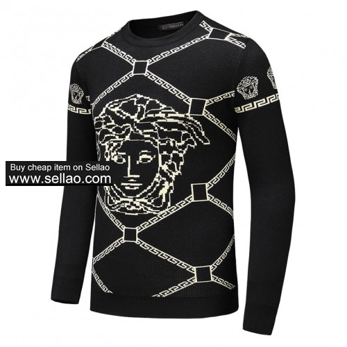 2019 Hot sale Brand Versace Mens Sweater Pullover Long Sleeve Designer Letter Embroidery Knitwear