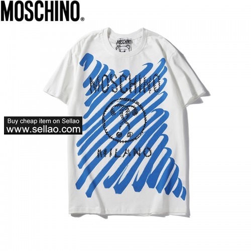 NEW ! Moschino T-Shirt Summer Print Stripe Short Sleeve Free Shipping