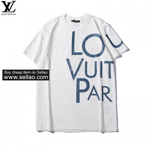 NEW !  LV Men's T-Shirt Summer Letter Print Short Sleev  Free Shipping