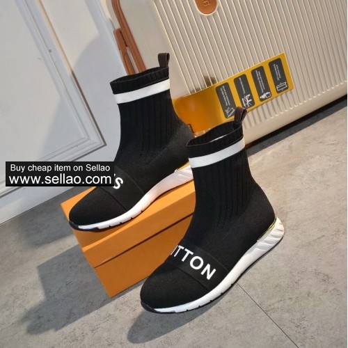 free shipping LV women's Socks shoes BOOTS sports shoes BLACK colors 35-40