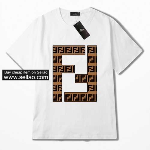 Fendi 2019 Men women Tshirt FF Logo Print casual  Cotton short-sleeved girl tops Female tees Tshirt