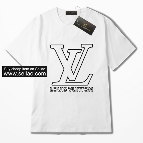LV New Men women Tshirt Big Logo Print casual Cotton short-sleeved girl tops Female tees Tshirt