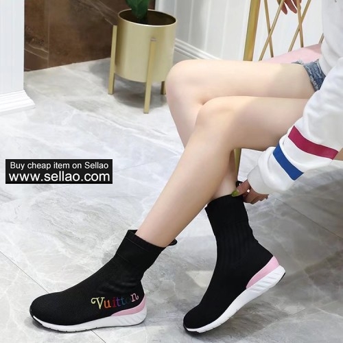 free shipping LV women's Socks shoes BOOTS sports shoes BLACK colors 35-40