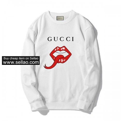 Luxury Brand Gucci Red lips Hoodies Streetwear fashion  Pullover casual Outdoor Sweatshirts