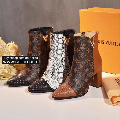 free shipping LV Louis Vuitton women's High heel shoes boots white colors size 35-42