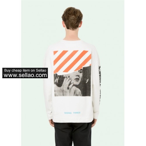 NEW ! OFF WHITE  Men's Sweater Cotton Print Sweatshirt Free Shipping