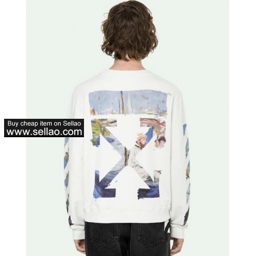 NEW ! OFF WHITE Men's Sweatshirt Fashion Casual  Unisex Cotton