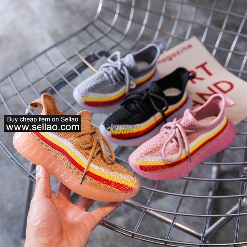 Yeezy Led Shoes For Kids Boys Girls Shoes Children Sports Brand Light Sneakers