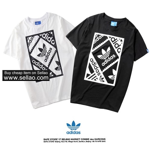 NEW ! Adidas T-Shirt Men's Summer Print T-Shirt Short Sleeve Cotton Breathable Free Shipping