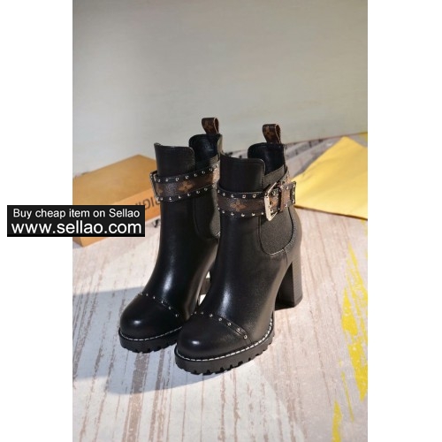 free shipping LV Louis Vuitton women's High heel shoes boots black colors size 35-41