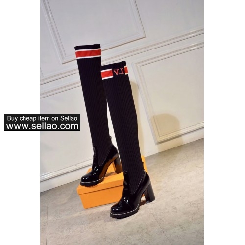 free shipping LV Louis Vuitton women's High heel winter shoes long boots black colors size 35-42
