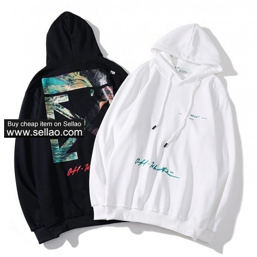NEW ! OFF WHITE Hooded Unisex Sweater Casual Print Sweatshirt 2 colors
