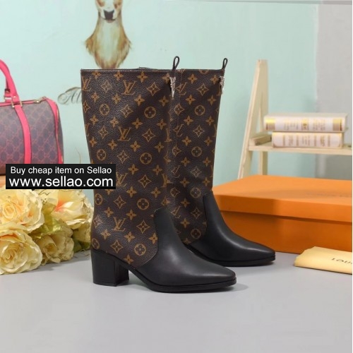 free shipping LV Louis Vuitton women's High heel shoes long boots brown colors size 35-42