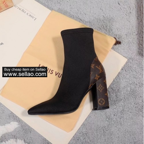 free shipping LV Louis Vuitton women's High heel shoes boots black colors size 35-42