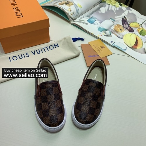 free shipping LV Louis Vuitton Children's shoes boy and girl's dress shoes brwon colors 24-35