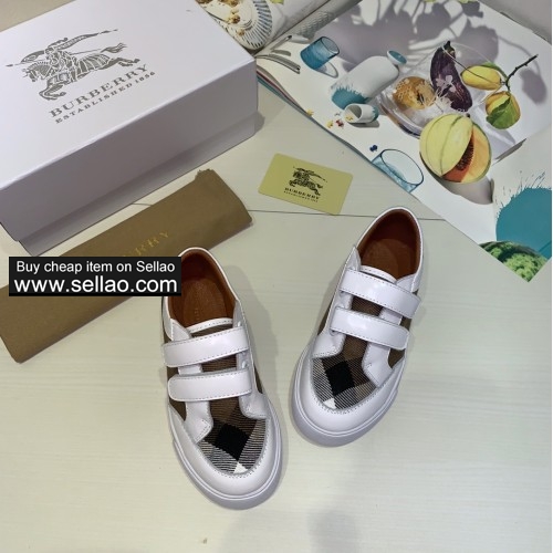 free shipping burberry Children's shoes boy and girl's dress shoes brown colors 24-35