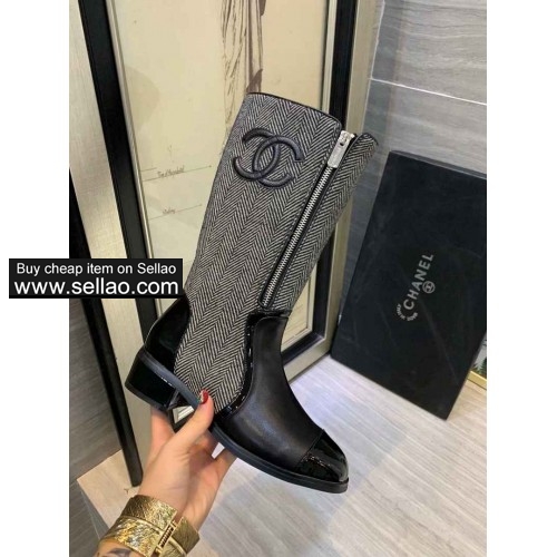 Free shipping women's CHANEL boots leather cowhide winter shoes size 35-41 black colors