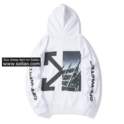HOT! OFF-WHITE Men's Sweater Casual Hooded Sweatshirt Pullover 2 Colors