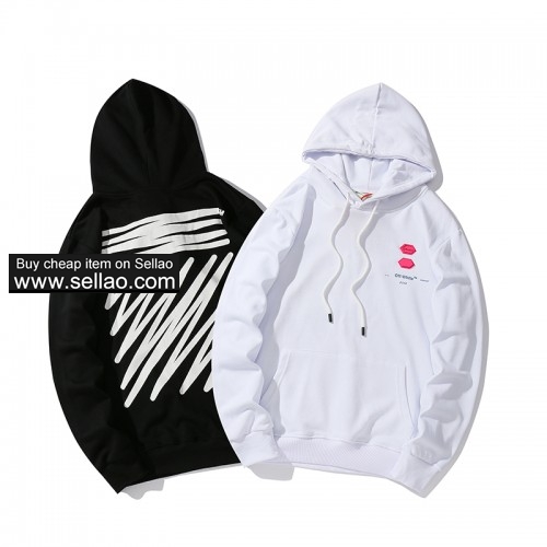NEW ! OFF-WHITE Men's Sweater Casual Hooded Sweatshirt Bottoming Shirt 2 Color