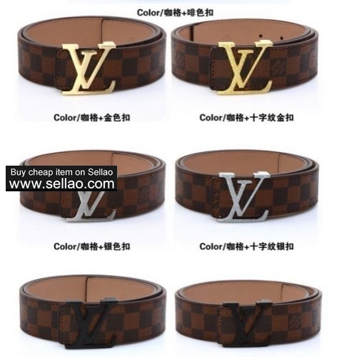 louis vuitton lv monogram leather belt belts with gold / silver buckle