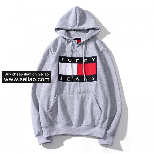Tommy Men's Sweater Cotton Fabric Fashion Hooded Letter Style