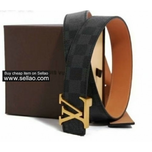 Louis Vuitton INITIALES DAMIER GRAPHITE belt, leather box