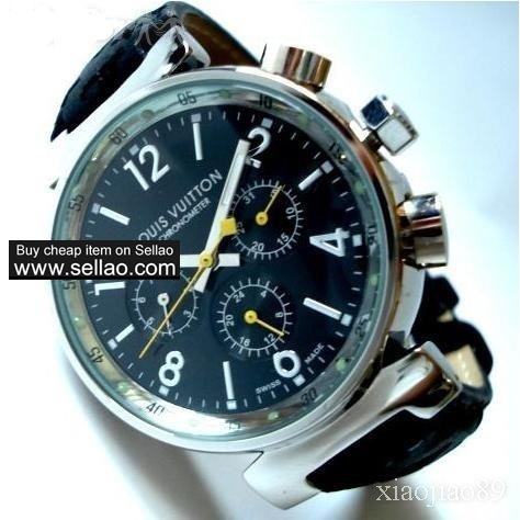 mens womens louis vuitton LV black watch wristwatches leather belt