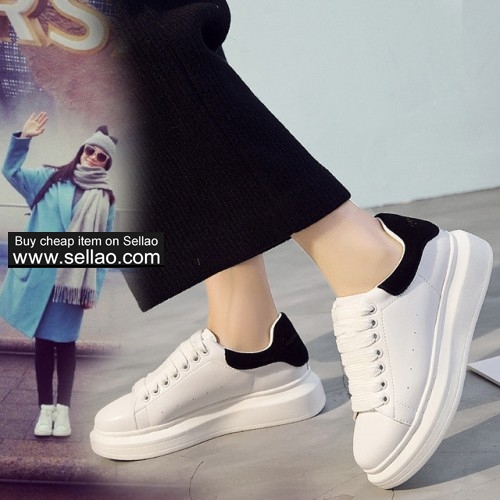 Genuine Leather Shoes Fashion Luxury Brand Women Shoes Leather Lace Up Platform Sneakers