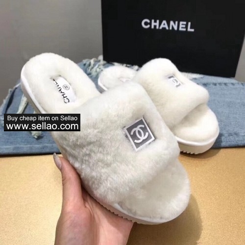 CHANEL new high-end quality women's casual slippers white size 35-40