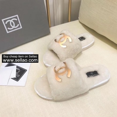 CHANEL new high-end quality women's casual slippers white size 35-40