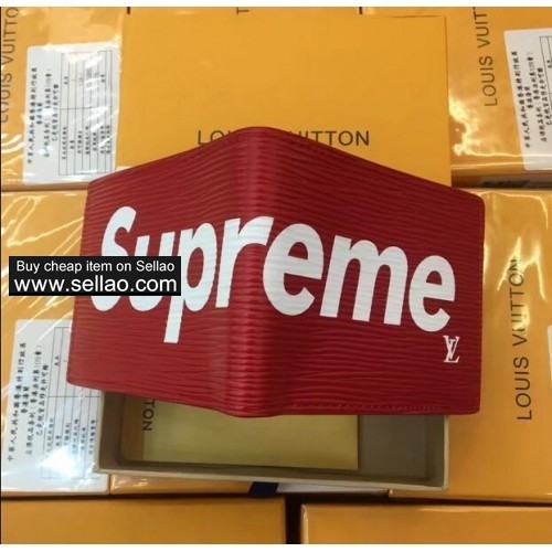 Louis Vuitton AAA+supreme New Men's Red Leather Wallet