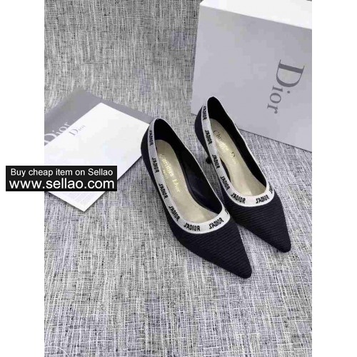 Dior new fashion women's shoes high heel leather shoes black brown colors 34-41