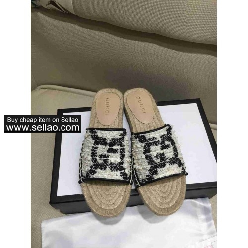 GUCCI new fisherman's slippers sandals woolen cloth women's shoes size 35-41 free shipping